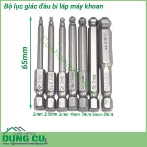 Bộ 7 lục giác đầu bi lắp máy khoan chuôi lục