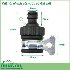 Đầu nối nhanh vòi nước có đai siết 16mm