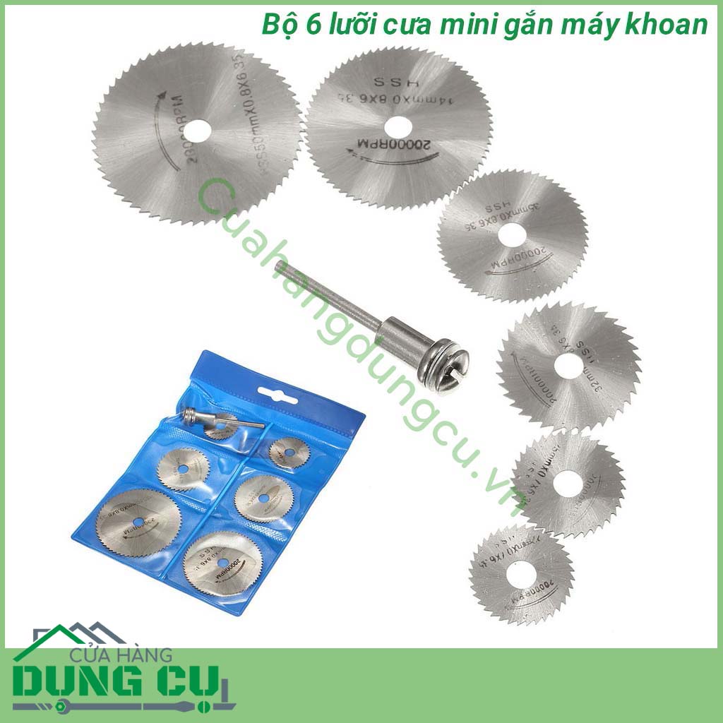 Bộ 6 lưỡi cưa mini thép HSS gắn máy khoan