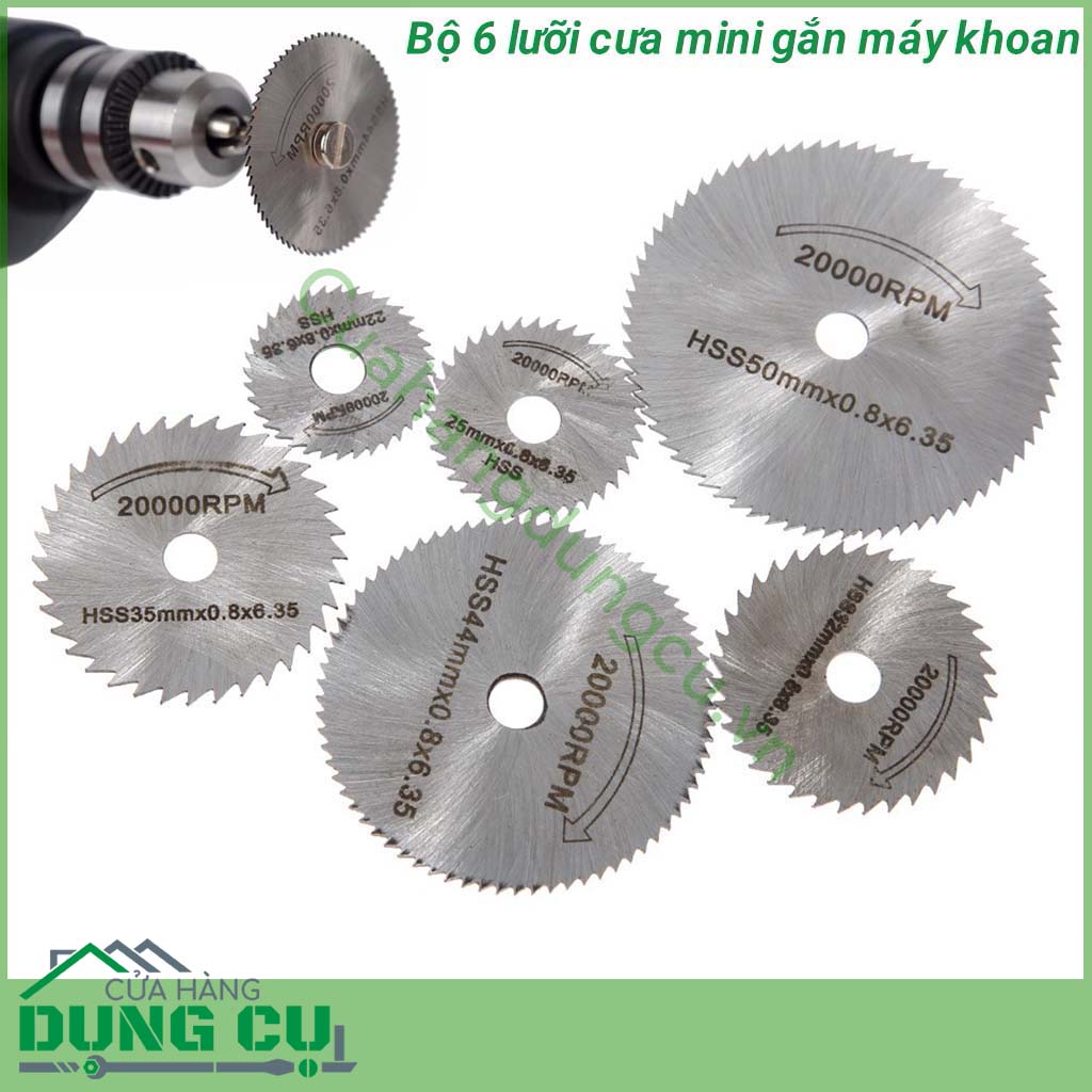 Bộ 6 lưỡi cưa mini thép HSS gắn máy khoan