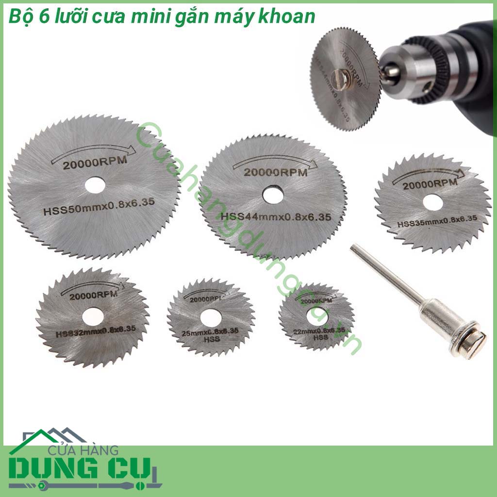 Bộ 6 lưỡi cưa mini thép HSS gắn máy khoan