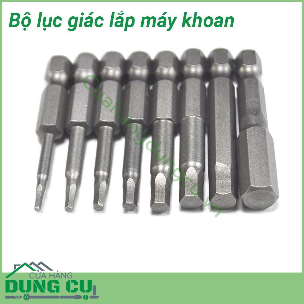 Bộ 8 đầu lục giác lắp máy khoan chuôi lục