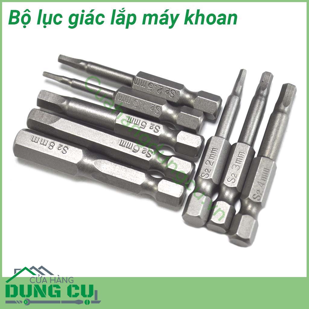 Bộ 8 đầu lục giác lắp máy khoan chuôi lục