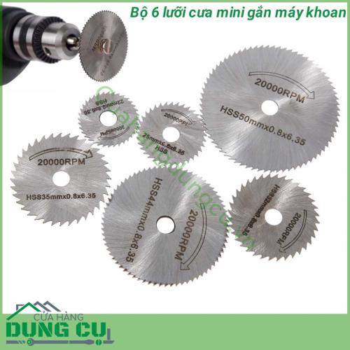 Bộ 6 lưỡi cưa mini thép HSS gắn máy khoan