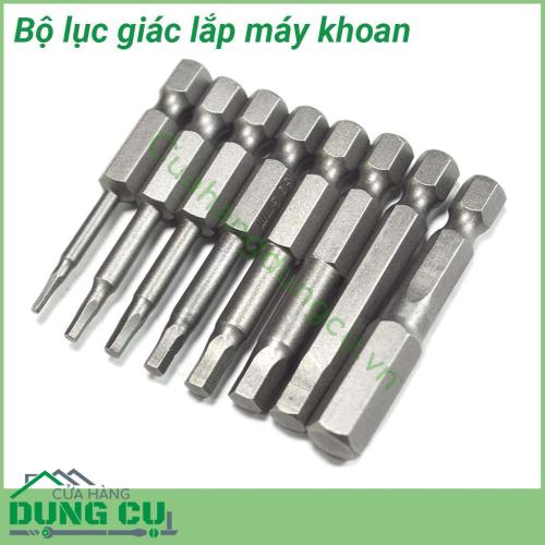Bộ 8 đầu lục giác lắp máy khoan chuôi lục