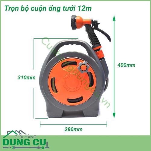 Trọn bộ cuộn ống tưới 12m kèm vòi tưới 6 chế độ