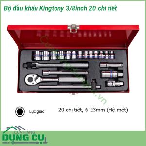 Bộ đầu khẩu 20 chi tiết King Tony 3/8 inch hệ mét cầm tay cao cấp