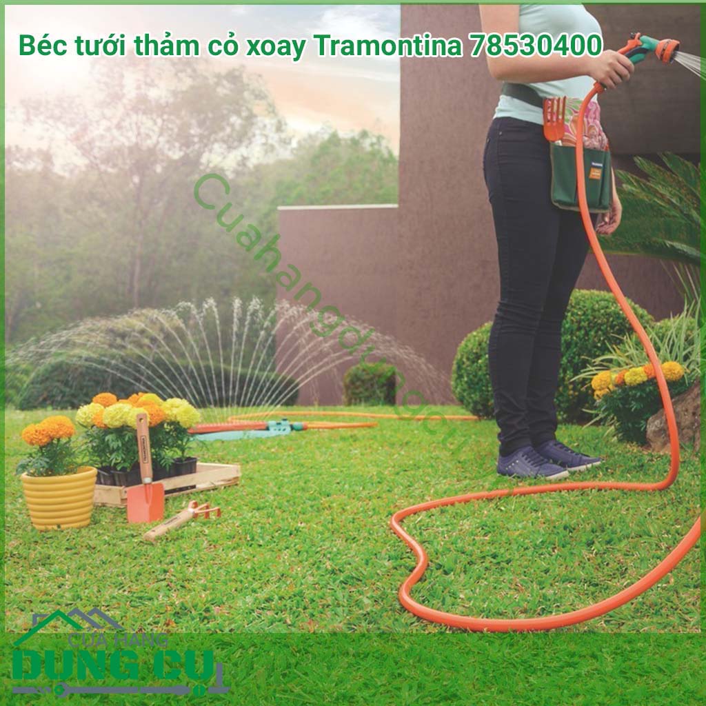 Béc tưới thảm cỏ xoay Tramontina 78530400 được sản xuất với chất liệu chất lượng cao dùng tưới cỏ. Có thể xoay 180 độ và có thể điều chỉnh lưu lượng nước.