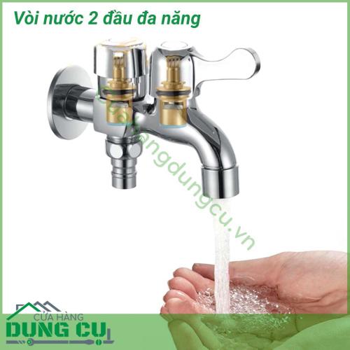 Vòi nước 2 đầu đa năng là lựa chọn để bạn thay mới những vòi nước đã trở nên cũ kỹ, xỉn màu hay bị rò nước. Với thiết bị tiện ích này thích hợp để lắp đặt cùng máy giặt, vòi xịt, vòi hoa sen trong nhà tắm, .... tùy theo nhu cầu sử dụng.