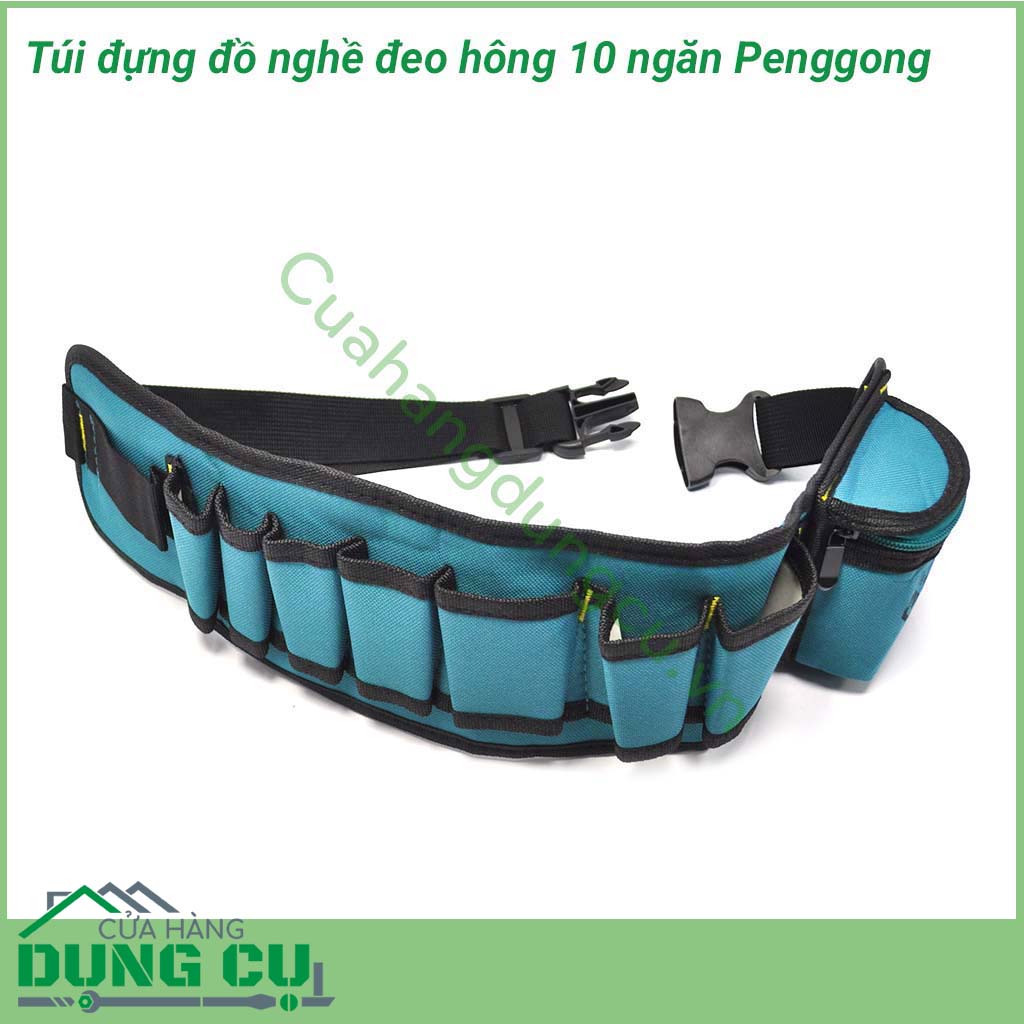 Túi đựng đồ nghề đeo hông 10 ngăn Penggong là sản phẩm chuyên dùng cho kỹ thuật viên bảo trì, sửa chữa, lắp đặt điện,nước , điều hòa , camera, cơ khí... và các công việc liên quan đến kỹ thuật