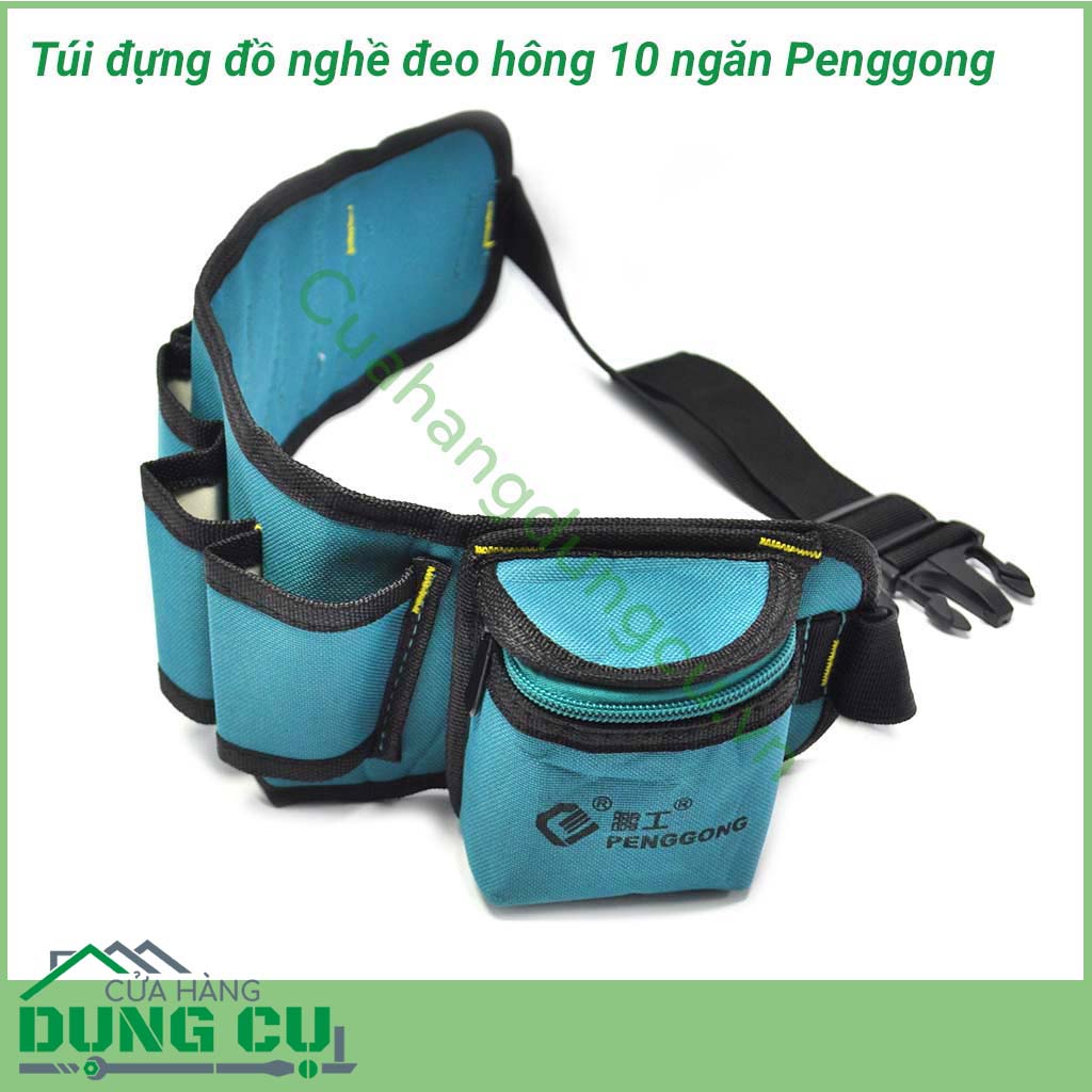 Túi đựng đồ nghề đeo hông 10 ngăn Penggong là sản phẩm chuyên dùng cho kỹ thuật viên bảo trì, sửa chữa, lắp đặt điện,nước , điều hòa , camera, cơ khí... và các công việc liên quan đến kỹ thuật