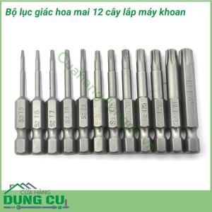 Bộ lục giác hoa thị 12 cây lắp máy khoan