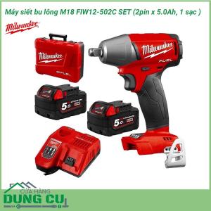 Máy siết bu lông Milwaukee M18 FIW12-502C trọn bộ (2pin x 5.0Ah, 1 sạc)