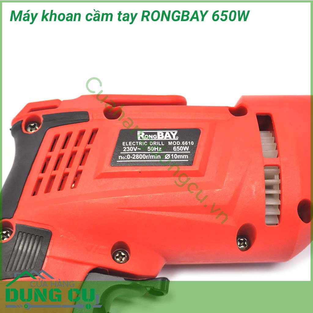 Máy khoan RONGBAY cầm tay 650W được người sử dụng tin dùng bởi những tính năng nổi bật như máy hoạt động khỏe khoắn, đem lại hiệu quả cao trong công việc. Ngoài ra, máy còn có kết cấu nhỏ gọn, đem lại sự nhẹ nhàng, tiện dụng. 