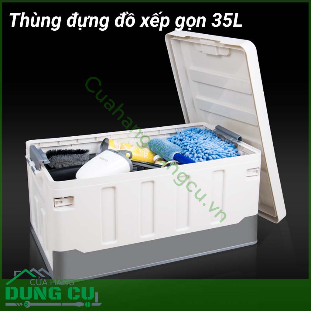 Thùng nhựa đựng đồ xếp gọn 35L là giải pháp tuyệt vời giúp bạn sắp xếp đồ đạc ngăn nắp và gọn gàng hơn. Với thiết kế thông minh có thể tháo rời xếp gọn lại và cất đi khi không cần sử dụng nữa mà không tốn diện tích.