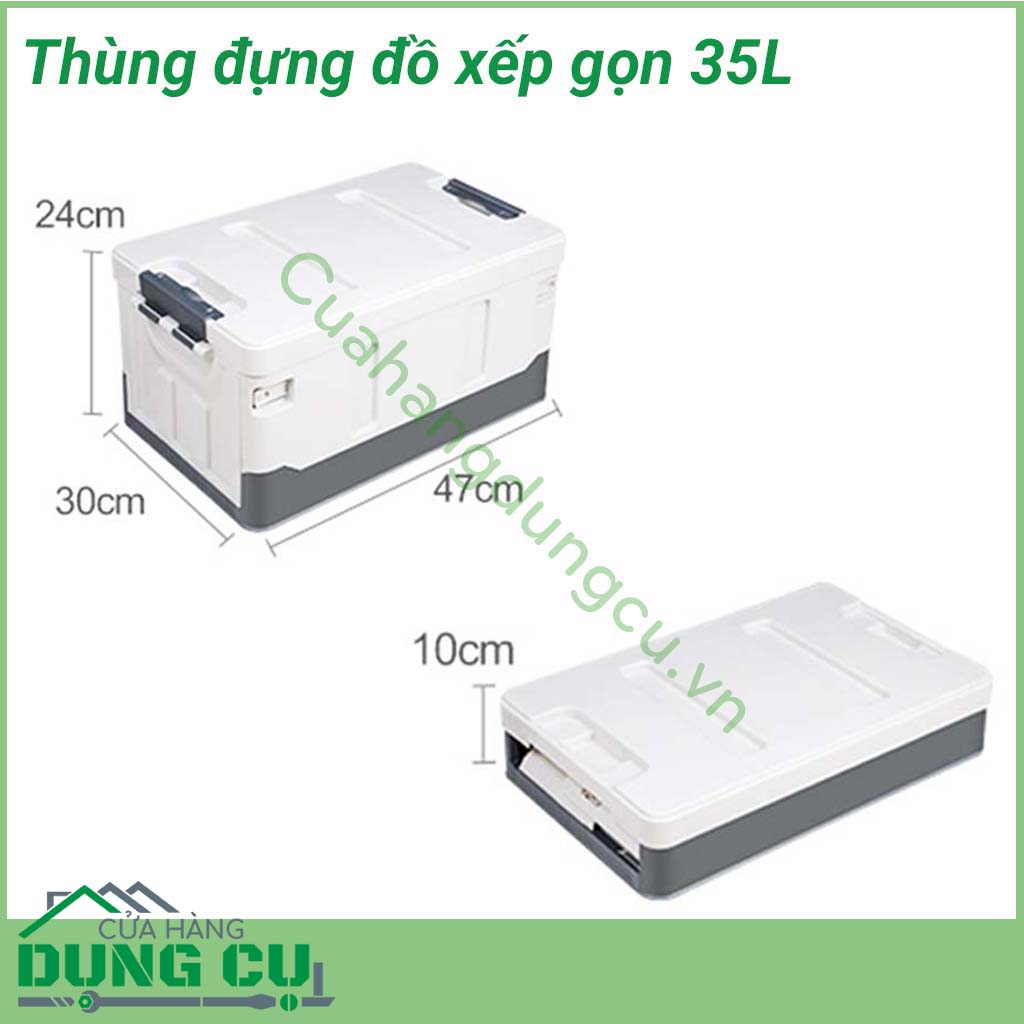 Thùng nhựa đựng đồ xếp gọn 35L là giải pháp tuyệt vời giúp bạn sắp xếp đồ đạc ngăn nắp và gọn gàng hơn. Với thiết kế thông minh có thể tháo rời xếp gọn lại và cất đi khi không cần sử dụng nữa mà không tốn diện tích.