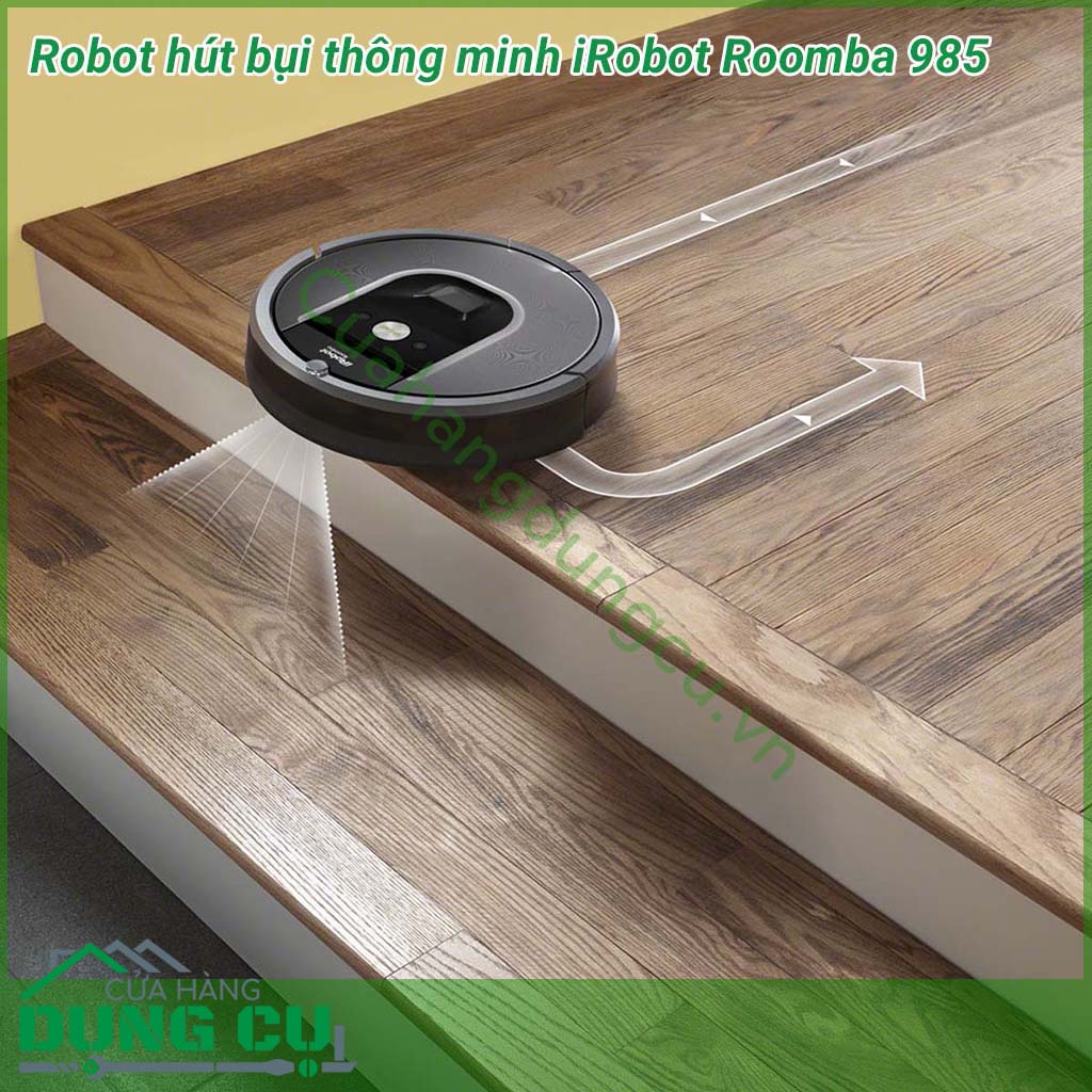 Robot hút bụi thông minh iRobot Roomba 985 cho sàn nhà sạch hơn. Robot định vị liên tục để làm sạch từng ngóc ngách ngôi nhà, theo dõi vị trí sạc để có thể quay về sạc và tự động quay lại làm cho đến khi công việc hoàn tất.