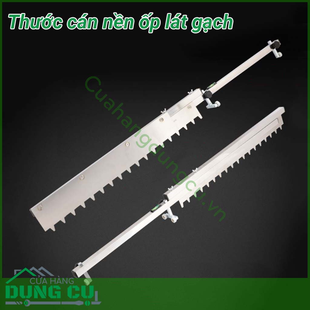 Thước cán nền lát gạch được thiết kế thông minh, sáng tạo có thể gấp gọn giúp dễ dàng mang theo. Thước cán nền giúp lát gạch nền dễ dàng với gạch lát tối đa 80cm. Sản phẩm có Nivo lấy thăng bằng giúp lát gạch phẳng hoặc tạo dốc dễ dàng.