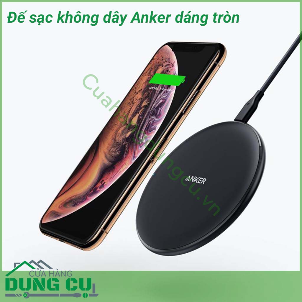 Đế sạc không dây Anker dáng tròn sở hữu tính năng thông minh vô cùng tiện lợi vì không cần cắm dây sạc, chỉ cần đặt điện thoại lên và thế là pin sẽ được sạc đầy cực tiện
