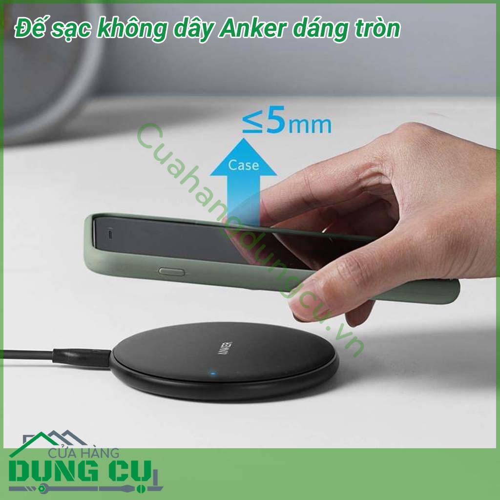 Đế sạc không dây Anker dáng tròn sở hữu tính năng thông minh vô cùng tiện lợi vì không cần cắm dây sạc, chỉ cần đặt điện thoại lên và thế là pin sẽ được sạc đầy cực tiện