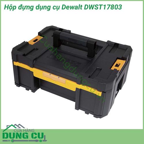 Hộp đồ nghề Dewalt cao cấp DWST17803 với thiết kế đặc trưng với tông vàng đen của Dewalt. Chất liệu nhựa chịu lực, chịu va dập cho độ bền lâu dài. Thiết kế nhỏ gọn, dễ dàng mang đi khắp nơi.