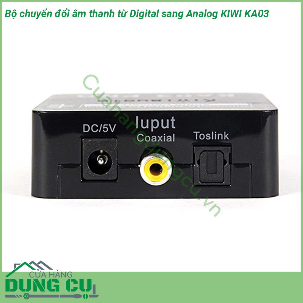 Bộ chuyển đổi âm thanh từ Digital sang Analog KIWI KA03 sử dụng chíp và linh kiện ngoại vi cao cấp nên cho ra âm thanh lớn rõ ràng trong trẻo chi tiết hơn hẳn các bộ chuyển quang thông thường Kết nối đơn giản dể sử dụng mà không cần cài đặt