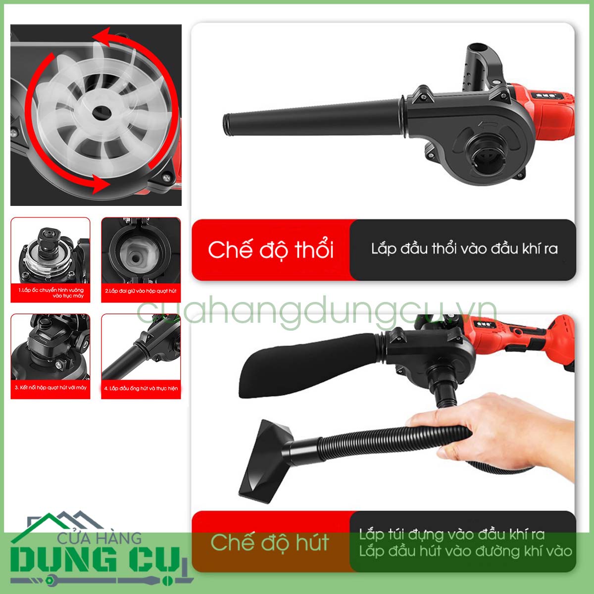 Bộ phụ kiện chuyển đổi máy mài góc máy cắt thành máy thổi hút bụi
