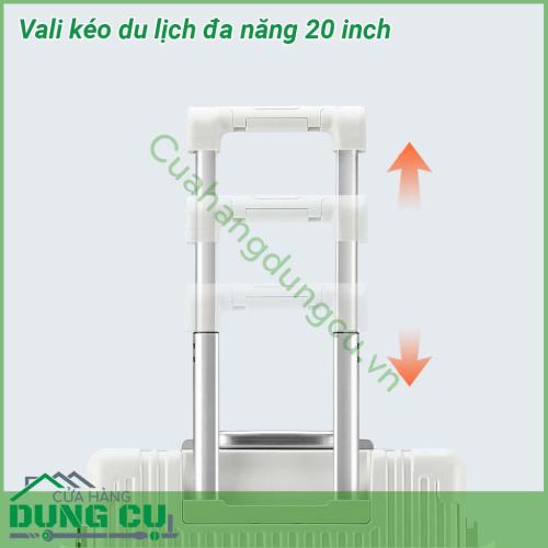 Vali kéo du lịch đa năng 20 inch có thiết kế khung hợp kim nhôm siêu chắc chắn Tay cầm bằng kim loại sáng bóng không gỉ kéo lên kéo xuống mượt mà Bánh xe xoay 360 độ giúp kéo đẩy vali nhẹ nhàng dễ dàng Ngăn đựng rộng rãi chắc chắn