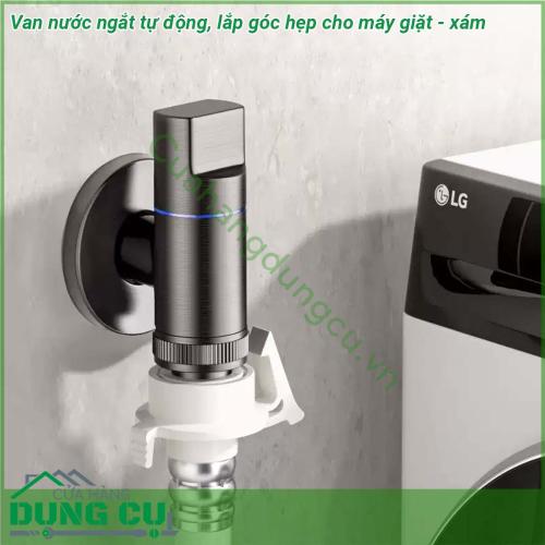 Van nước ngắt tự động lắp góc hẹp cho máy giặt - xám được đúc bằng đồng nguyên khối chống ăn mòn bền đẹp và thân thiện môi trường  Kiểu dáng đẹp sáng bóng  thiết kế xoay 90 ° xả nước trơn tru không rò rỉ nước  Có thể lắp đặt trong không gian nhỏ phù hợp với hầu hết sử dụng tại nhà