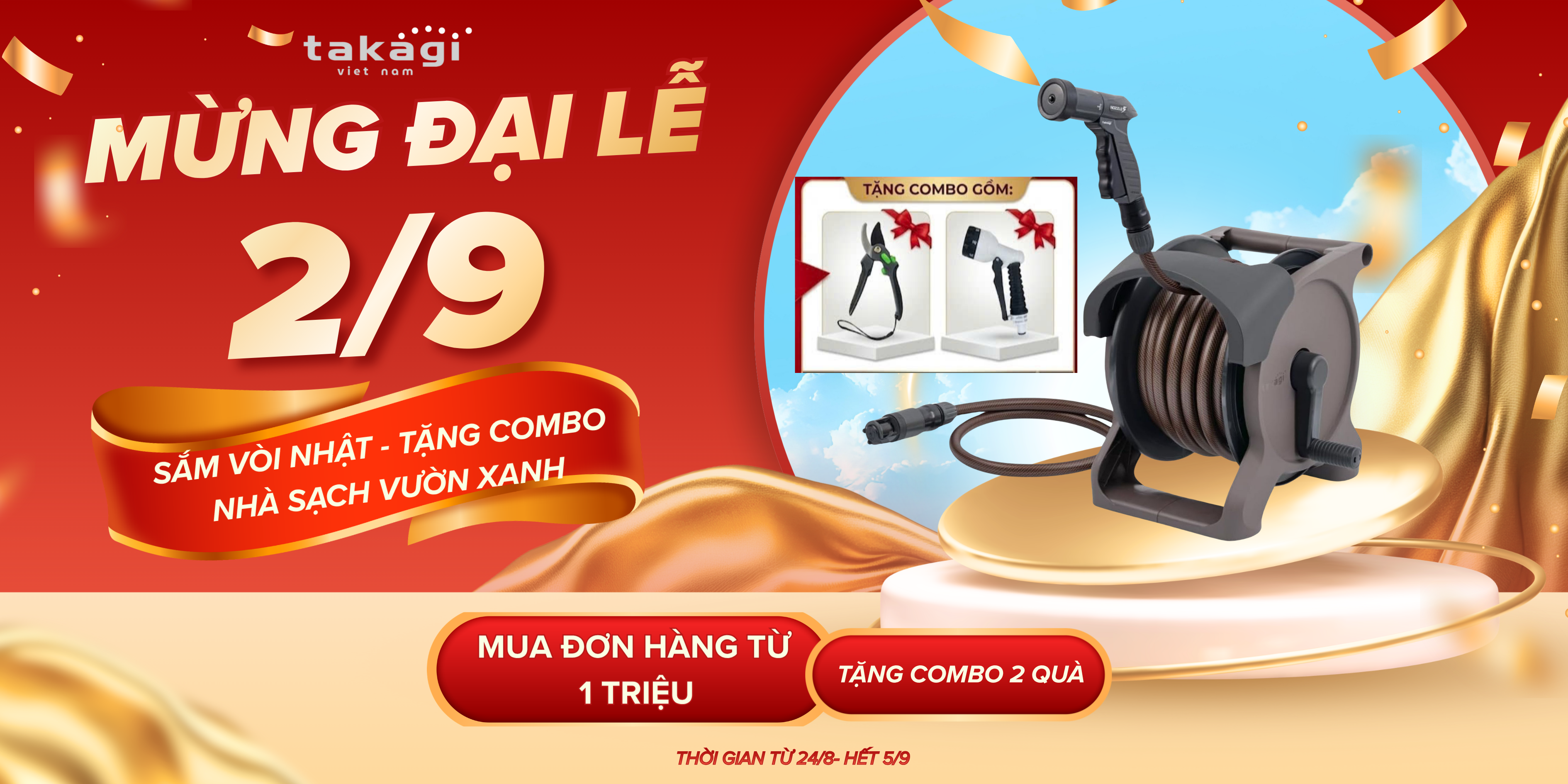🎉 MỪNG ĐẠI LỄ 2/9 – SẮM VÒI NHẬT, NHẬN COMBO “NHÀ SẠCH – VƯỜN XANH” 🎁